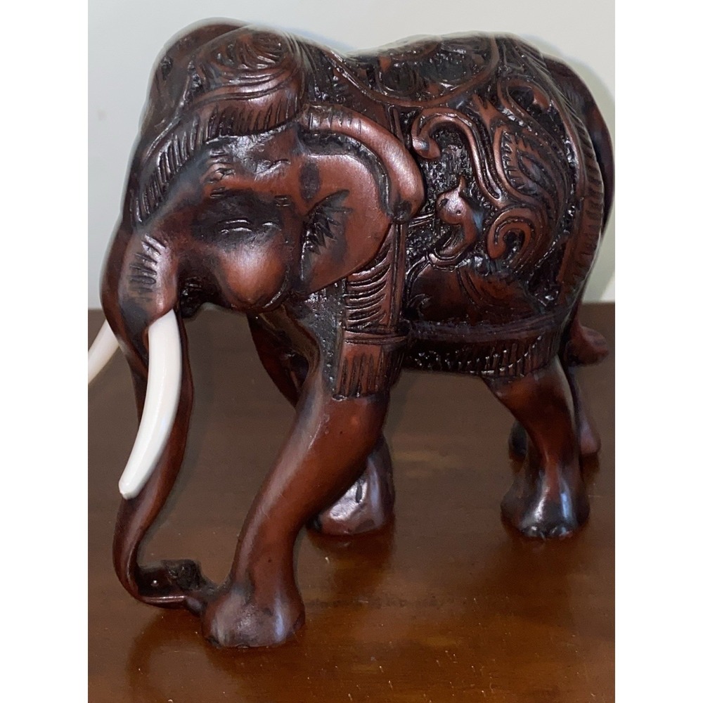 Vintage Handmade Bronze Brass Brown Elephant Sculptures‎ 5" RARE 2.2 LBS